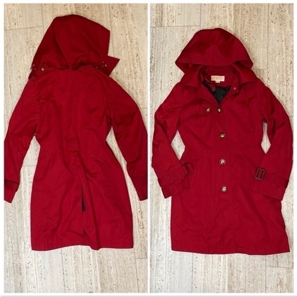 MICHAEL Michael Kors red hooded trench coat. Small - Picture 3 of 12